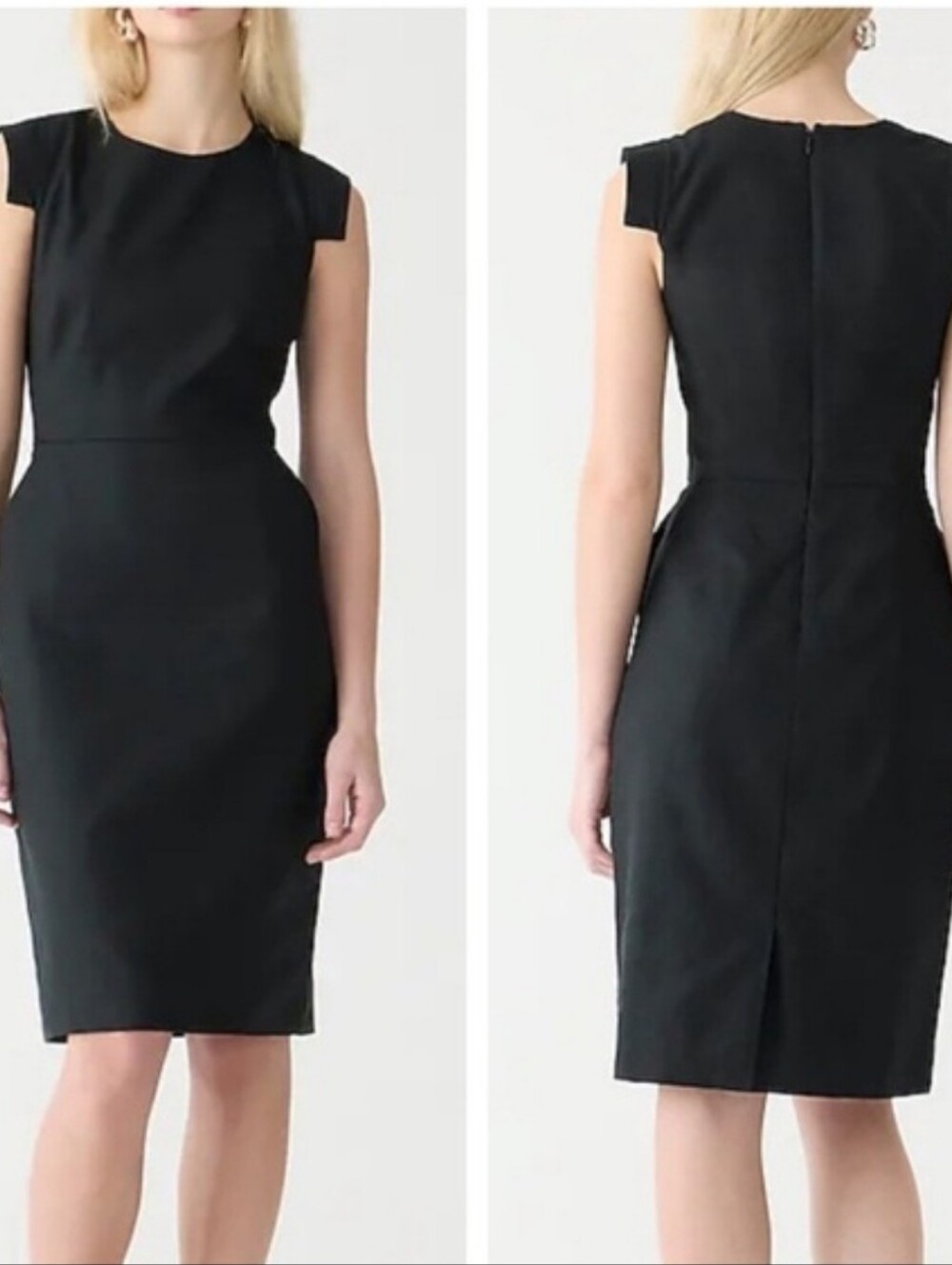 J. Crew 365 Resume Black Wool Sheath Dress Cap Sleeves Size 6 - Picture 2 of 5